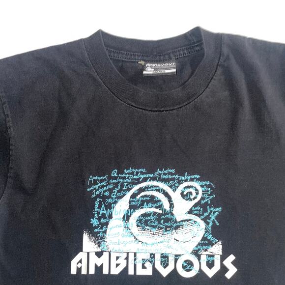 Vintage Y2K Ambiguous Skate Repeated Logo Spellout Double Sided T-shirt - Picture 2 of 7